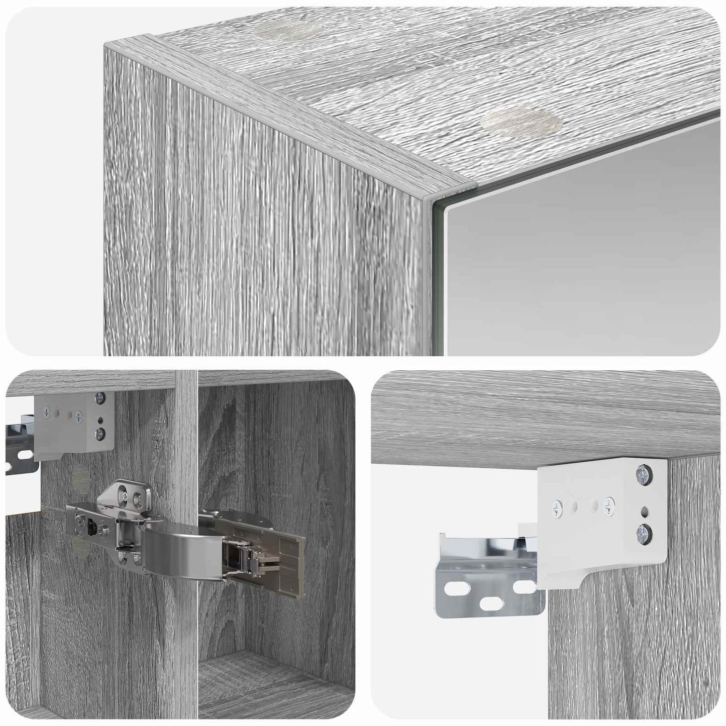 Badkamer spiegelkast met plank Grijs Sonoma 80 x 14.5 x 70 cm