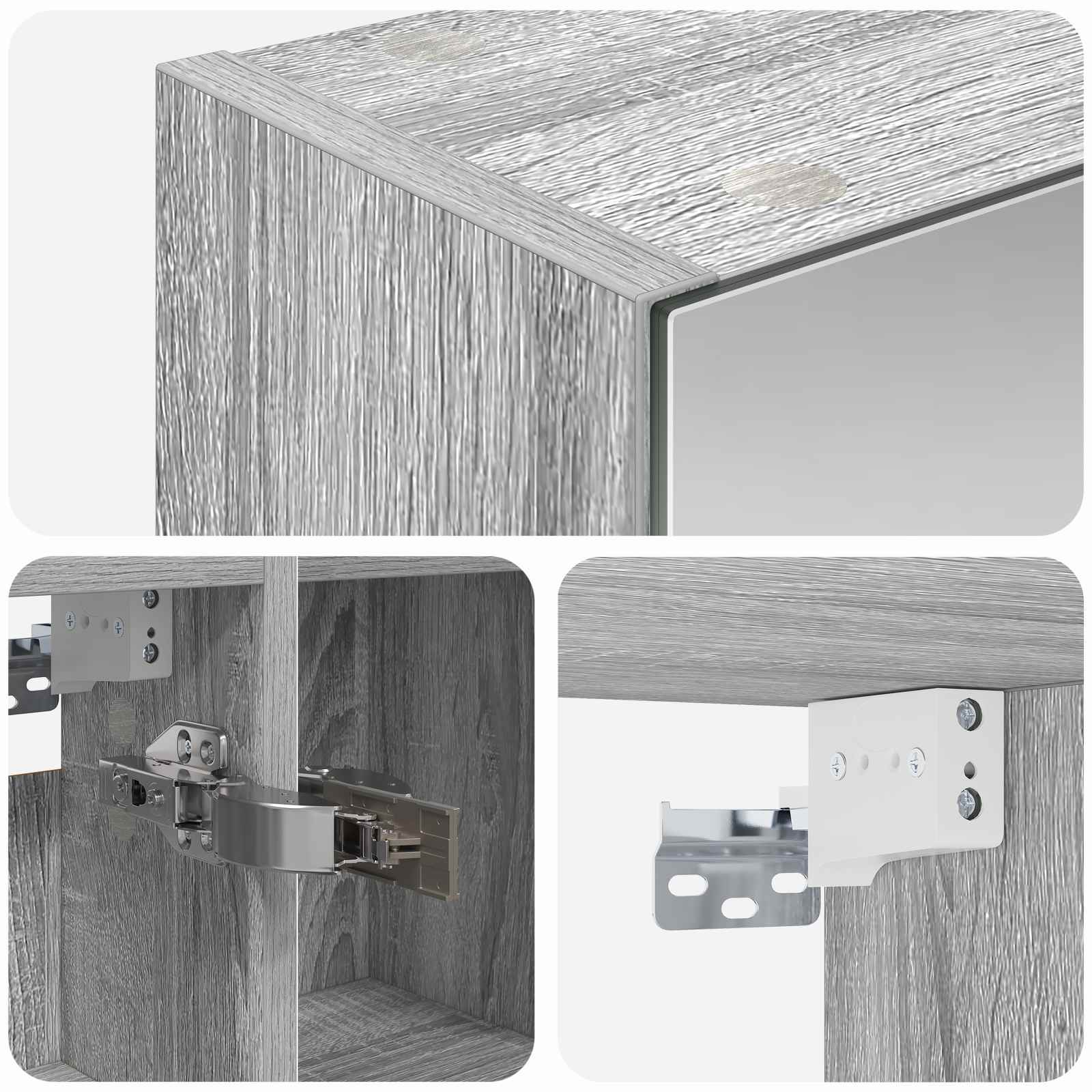 Badkamer spiegelkast met plank Grijs Sonoma 80 x 14.5 x 70 cm