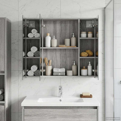 Badkamer spiegelkast met plank Grijs Sonoma 80 x 14.5 x 70 cm