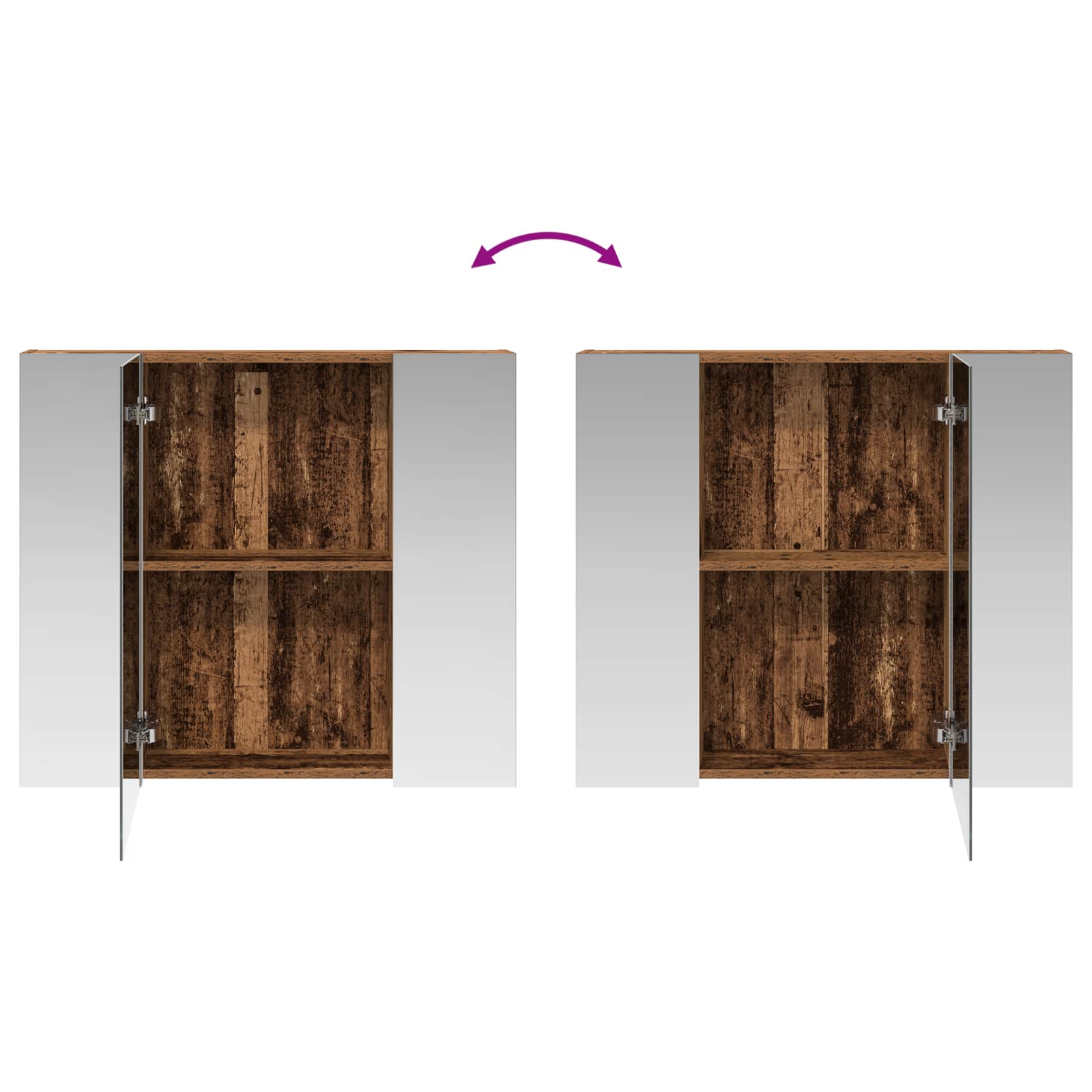 Badkamer spiegelkast Oudhout 80 x 14.5 x 70 cm Bewerkt hout