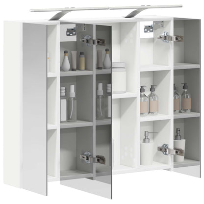 Badkamer spiegelkast Wit 80 x 14.5 x 70 cm Bewerkt hout