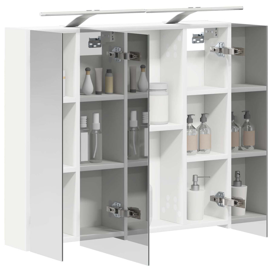 Badkamer spiegelkast Wit 80 x 14.5 x 70 cm Bewerkt hout