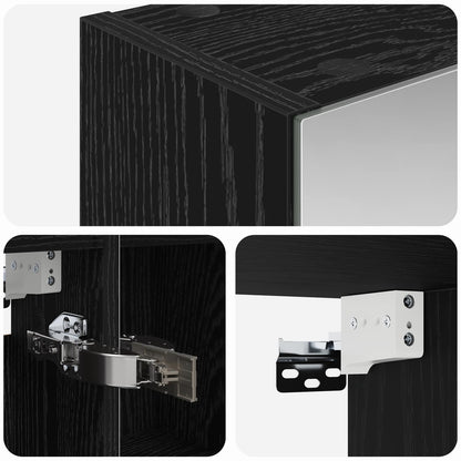 Badkamer spiegelkast Zwart Eiken 80 x 14.5 x 70 cm Bewerkt hout