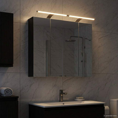 Badkamer spiegelkast Zwart Eiken 80 x 14.5 x 70 cm Bewerkt hout