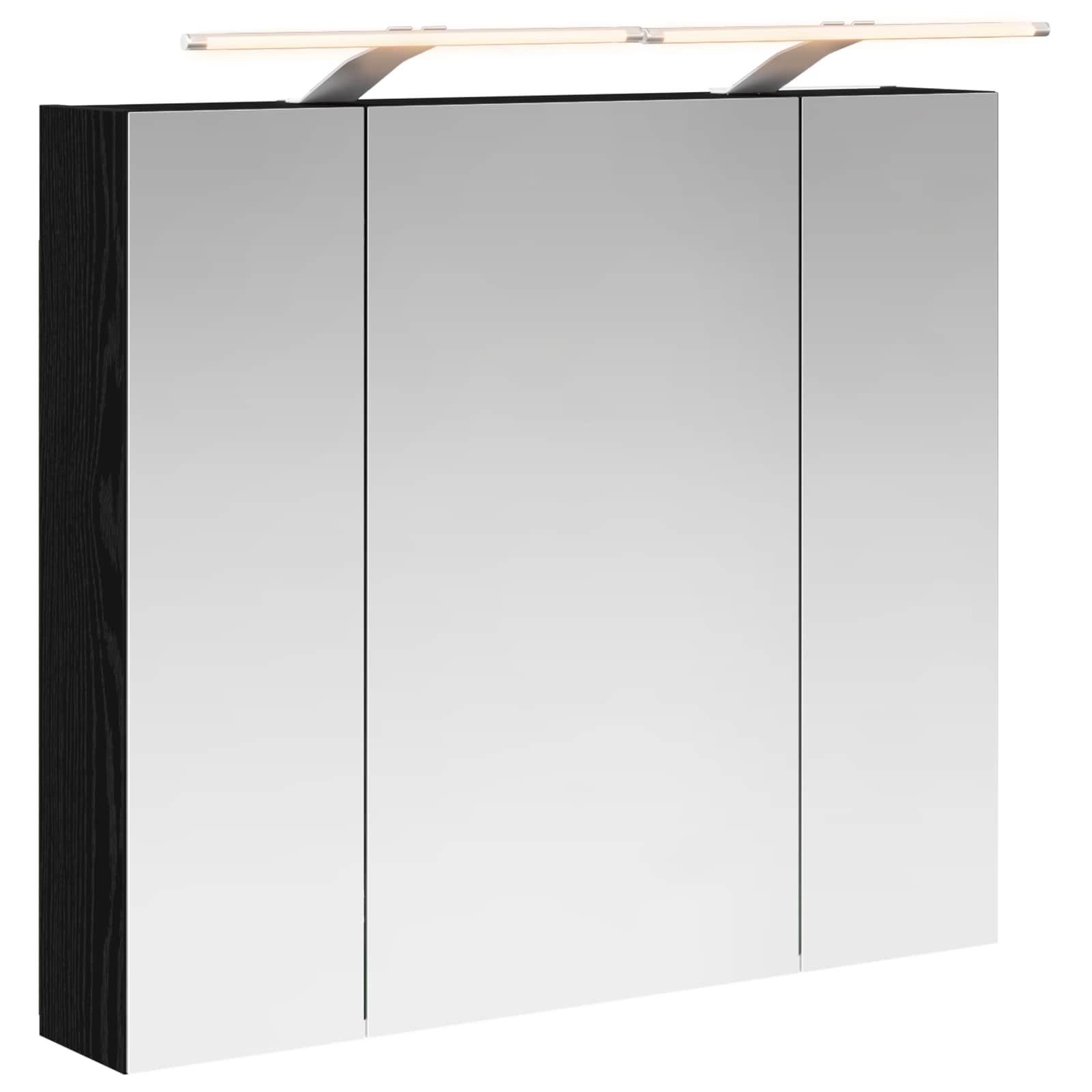 Badkamer spiegelkast Zwart Eiken 80 x 14.5 x 70 cm Bewerkt hout
