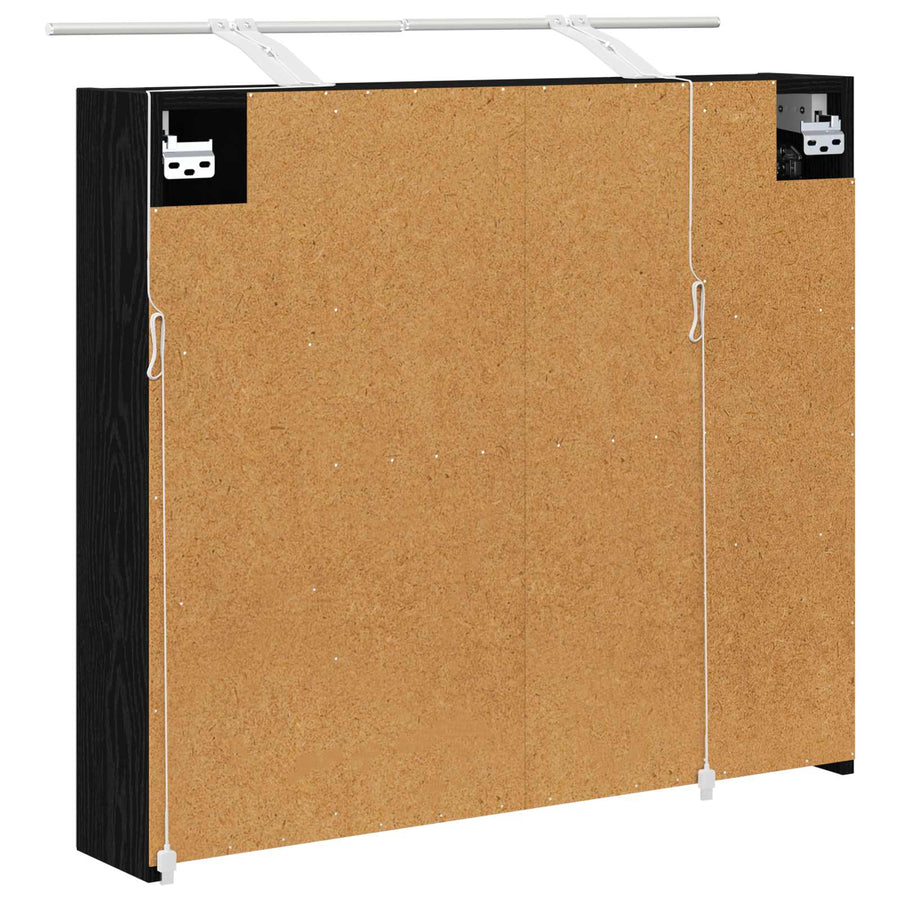 Badkamer spiegelkast Zwart Eiken 80 x 14.5 x 70 cm Bewerkt hout
