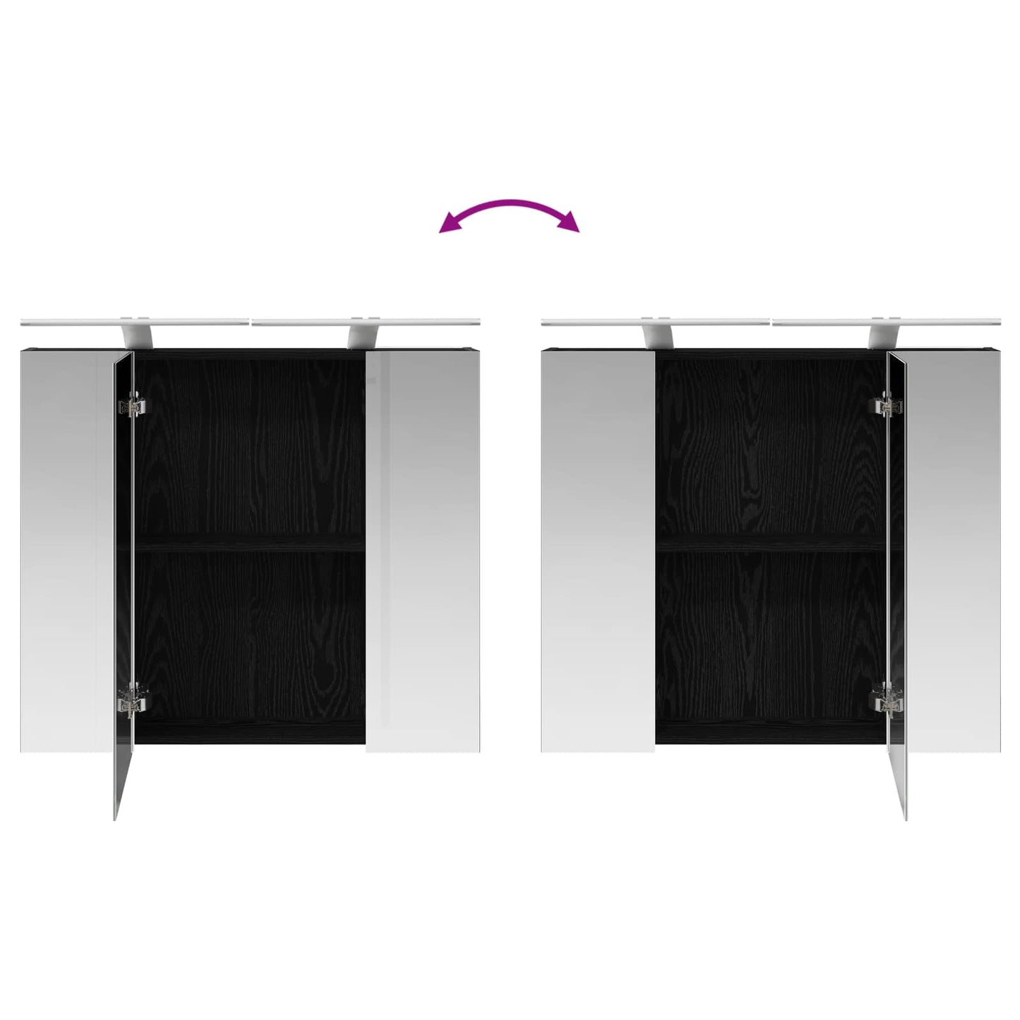 Badkamer spiegelkast Zwart Eiken 80 x 14.5 x 70 cm Bewerkt hout