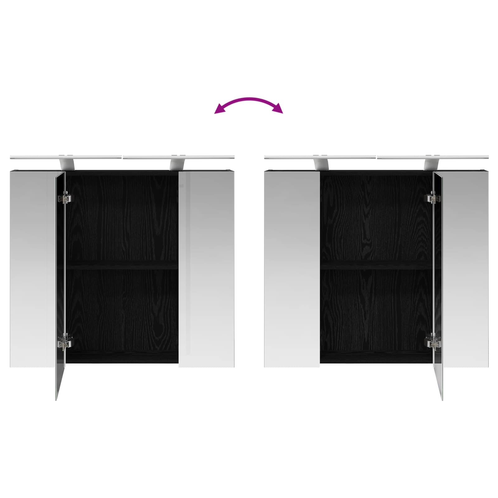 Badkamer spiegelkast Zwart Eiken 80 x 14.5 x 70 cm Bewerkt hout