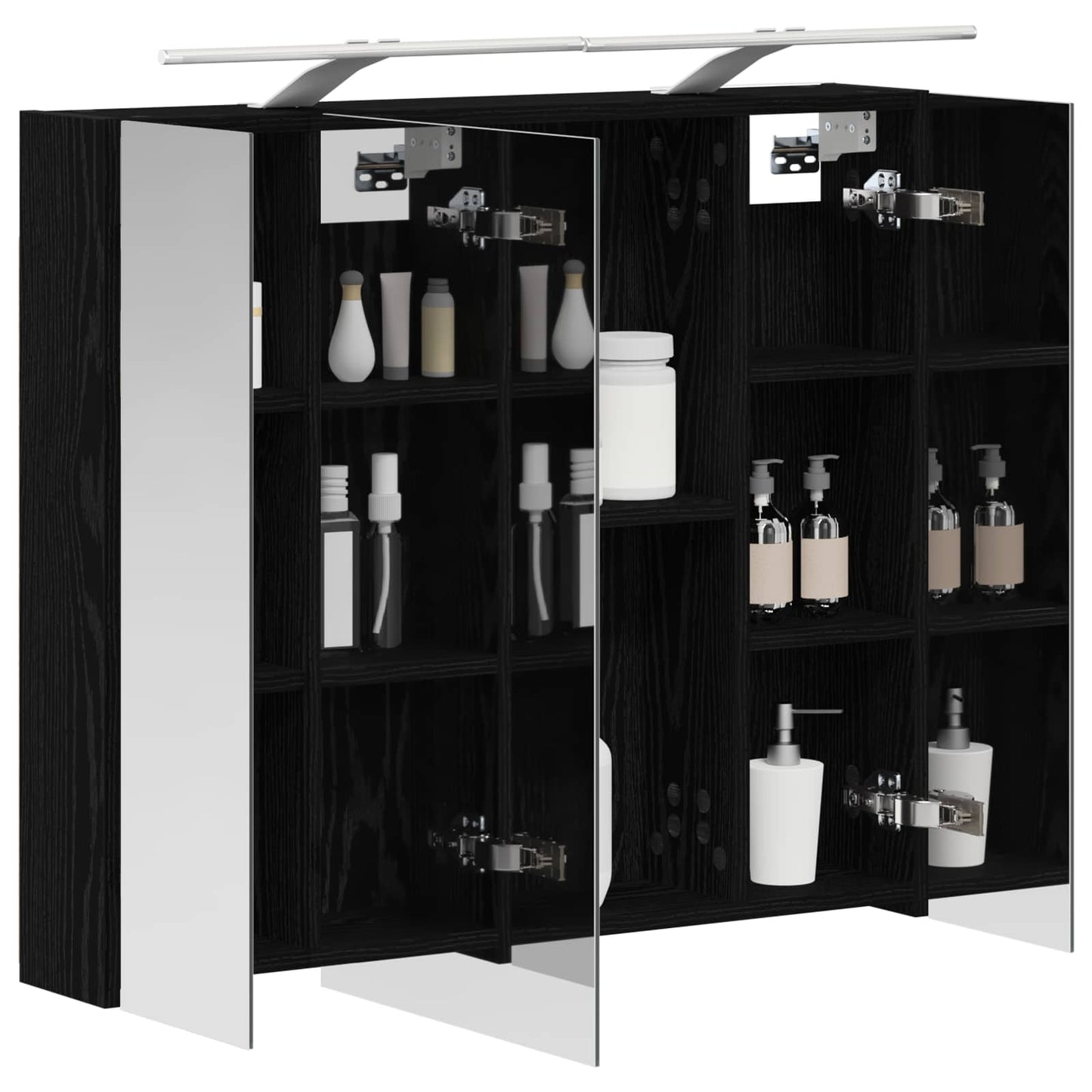 Badkamer spiegelkast Zwart Eiken 80 x 14.5 x 70 cm Bewerkt hout