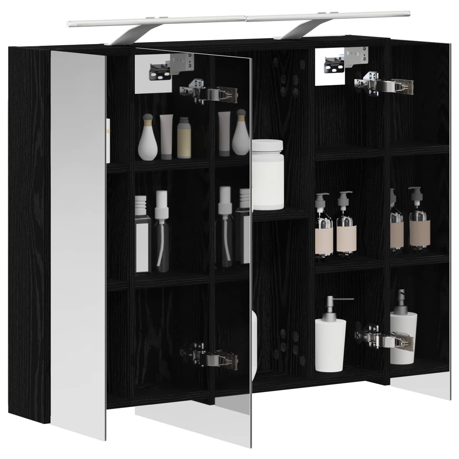 Badkamer spiegelkast Zwart Eiken 80 x 14.5 x 70 cm Bewerkt hout