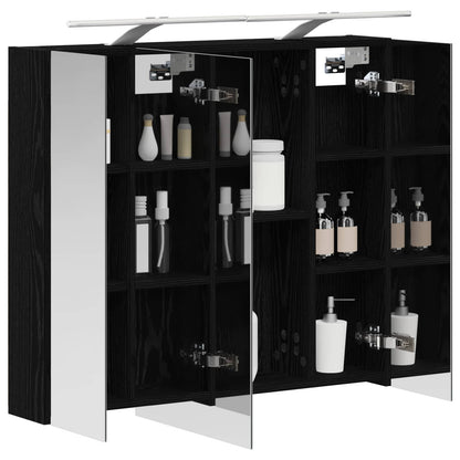 Badkamer spiegelkast Zwart Eiken 80 x 14.5 x 70 cm Bewerkt hout