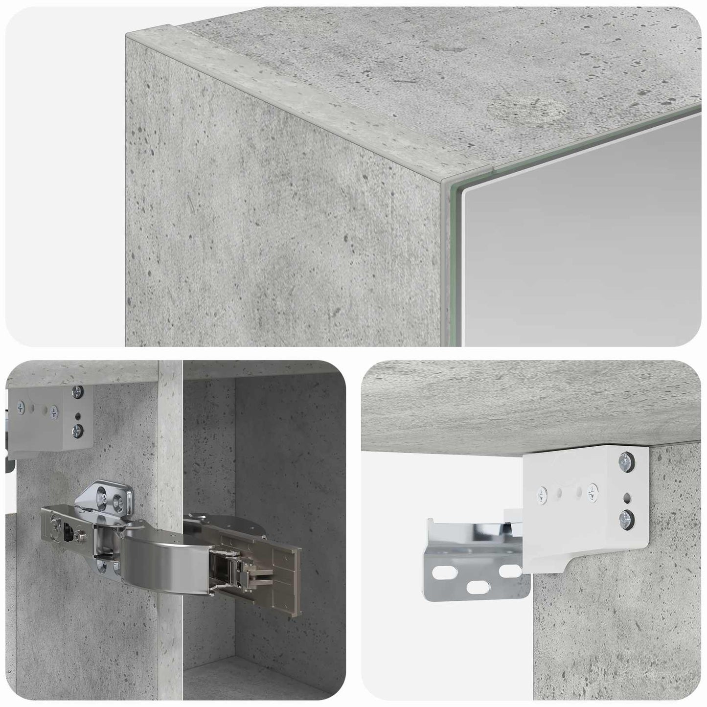 Badkamer spiegelkast Beton Grijs 80 x 14.5 x 70 cm Bewerkt hout