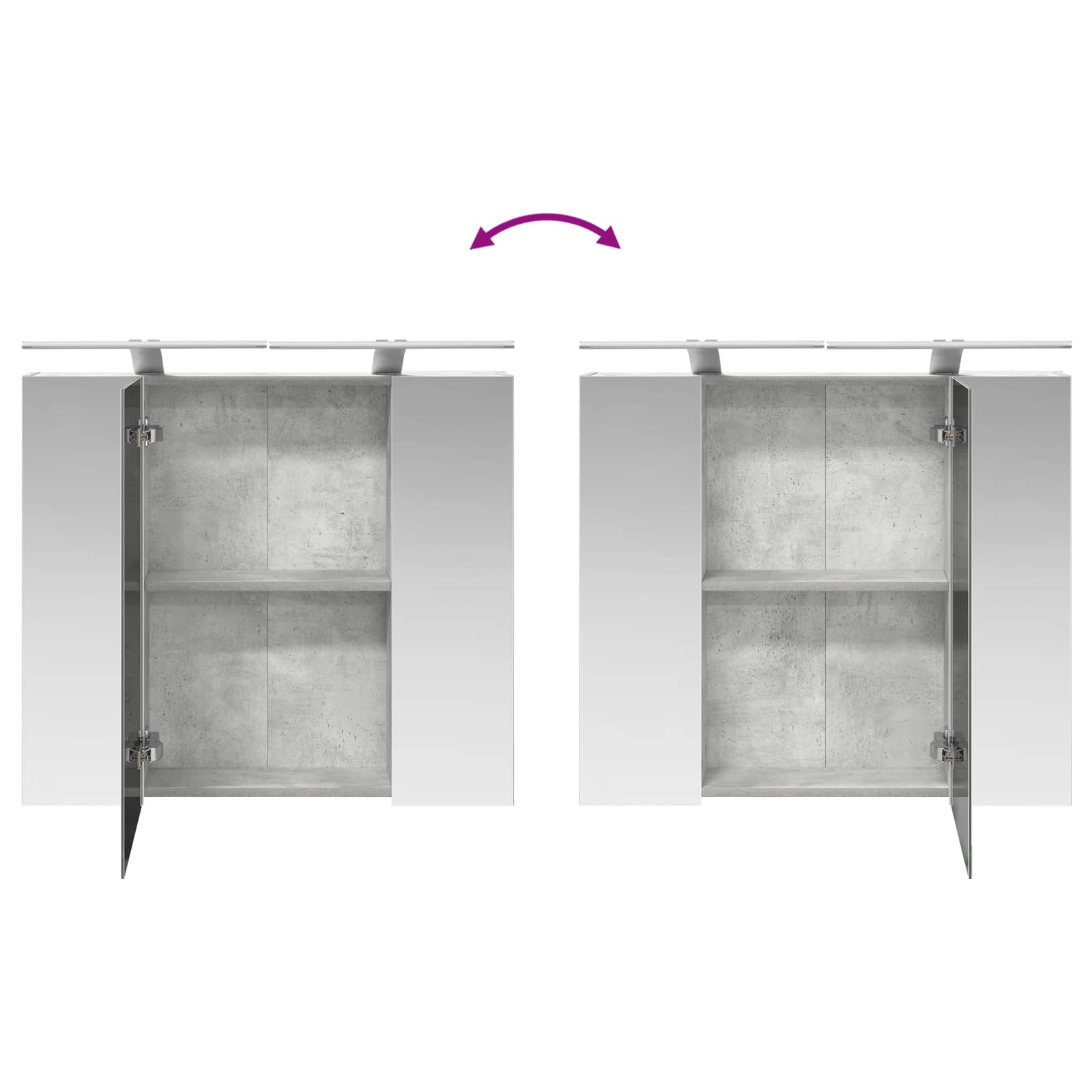 Badkamer spiegelkast Beton Grijs 80 x 14.5 x 70 cm Bewerkt hout