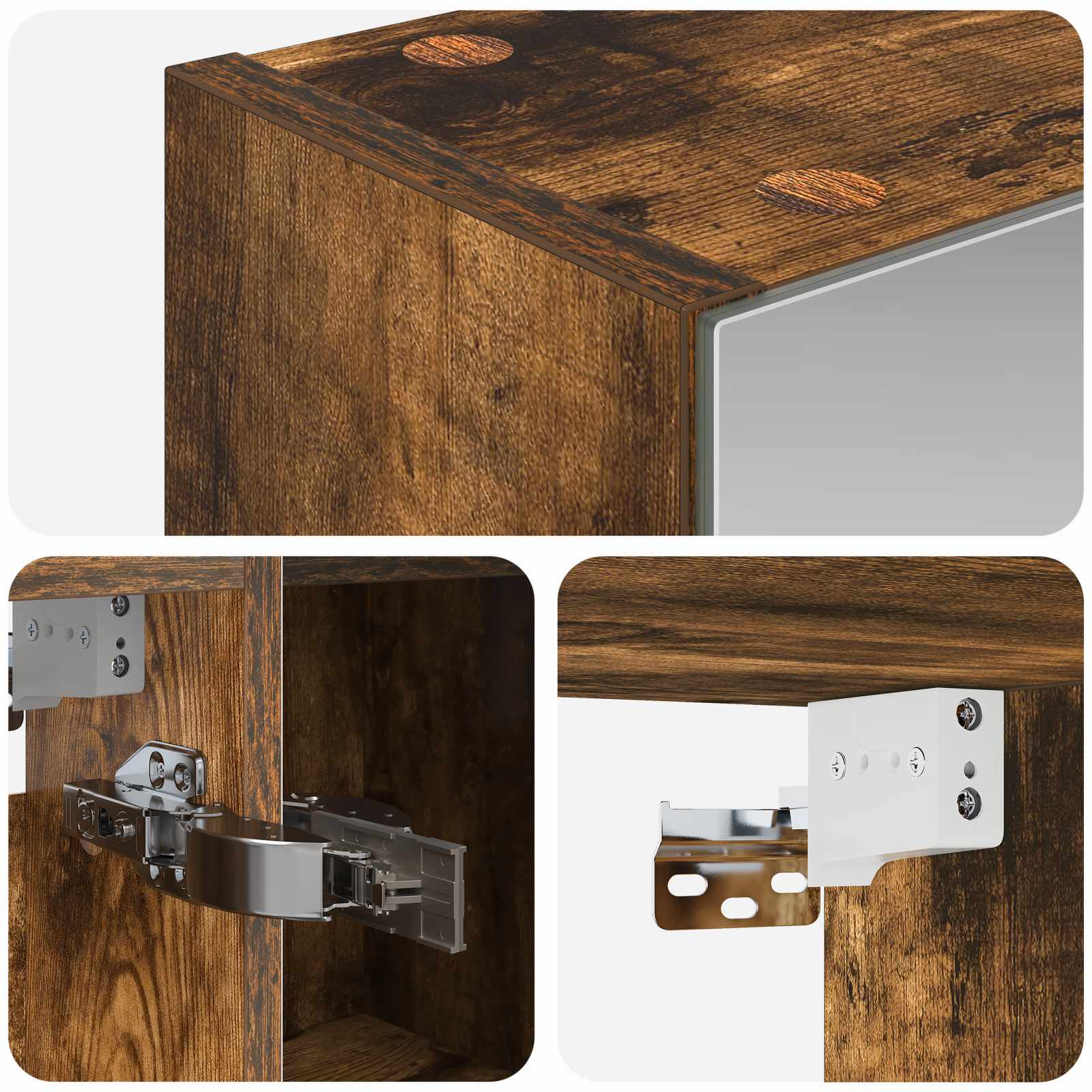 Badkamer spiegelkast met plank Gerookt eiken 80 x 14.5 x 70 cm
