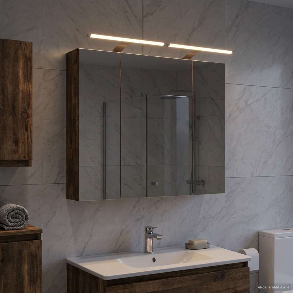 Badkamer spiegelkast met plank Gerookt eiken 80 x 14.5 x 70 cm