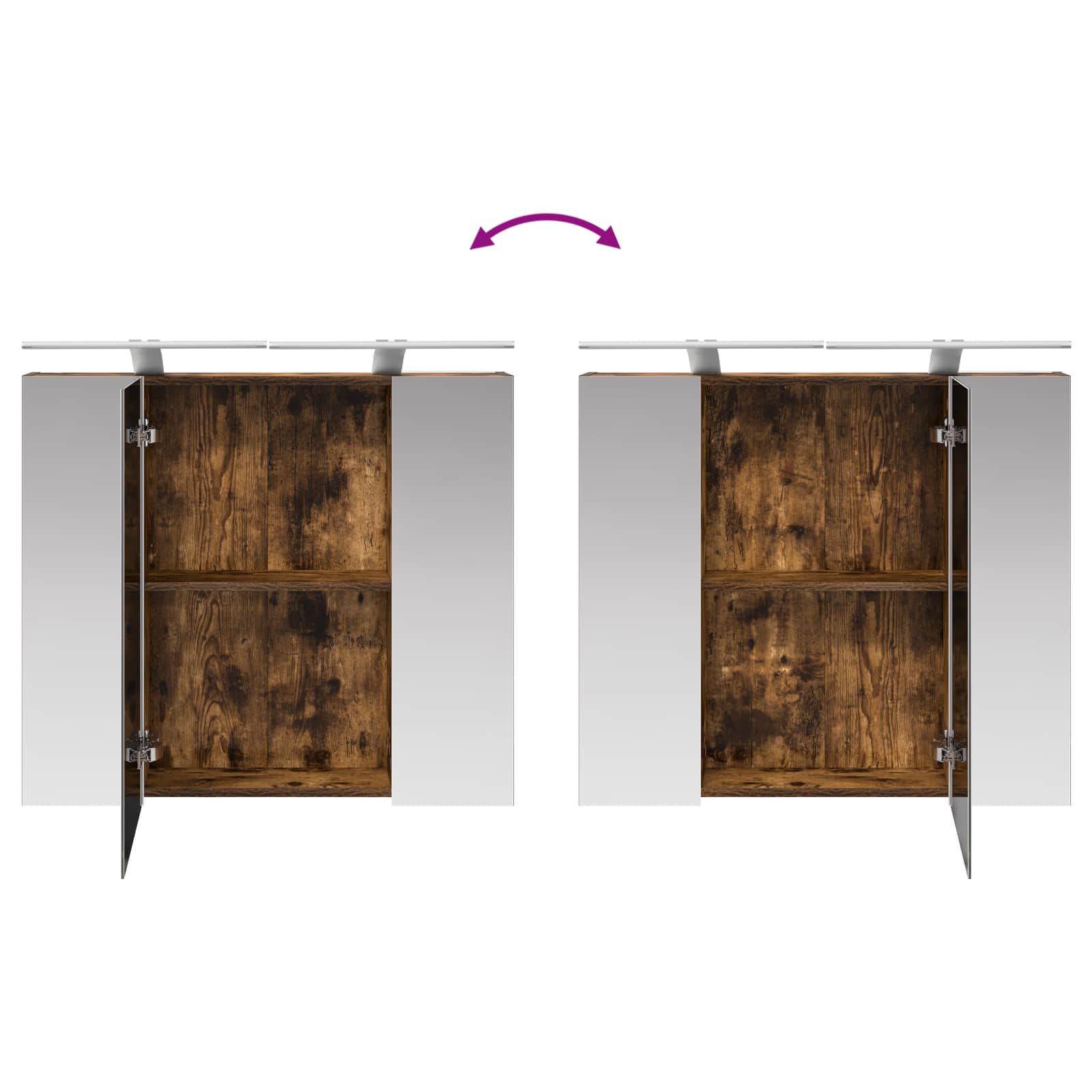 Badkamer spiegelkast met plank Gerookt eiken 80 x 14.5 x 70 cm
