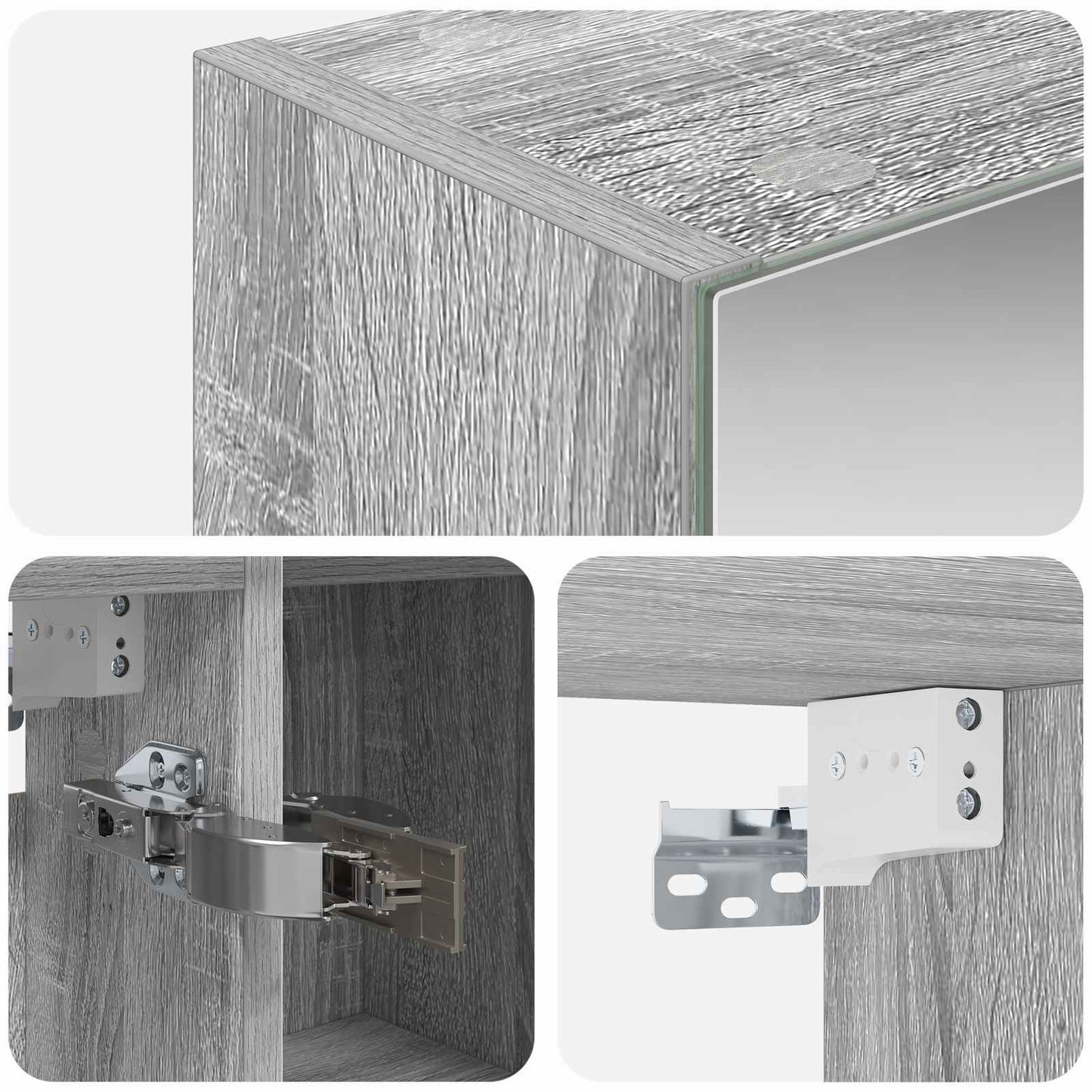 Badkamer spiegelkast met plank Grijs Sonoma 80 x 14.5 x 70 cm