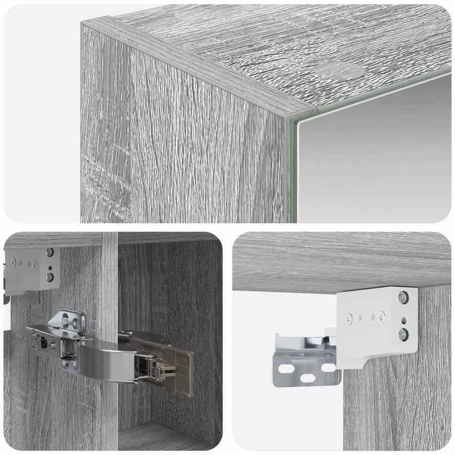 Badkamer spiegelkast met plank Grijs Sonoma 80 x 14.5 x 70 cm