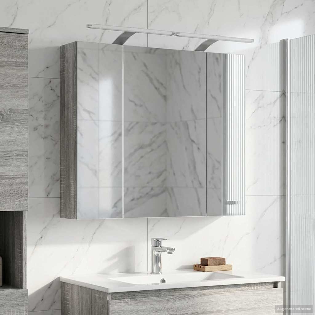 Badkamer spiegelkast met plank Grijs Sonoma 80 x 14.5 x 70 cm