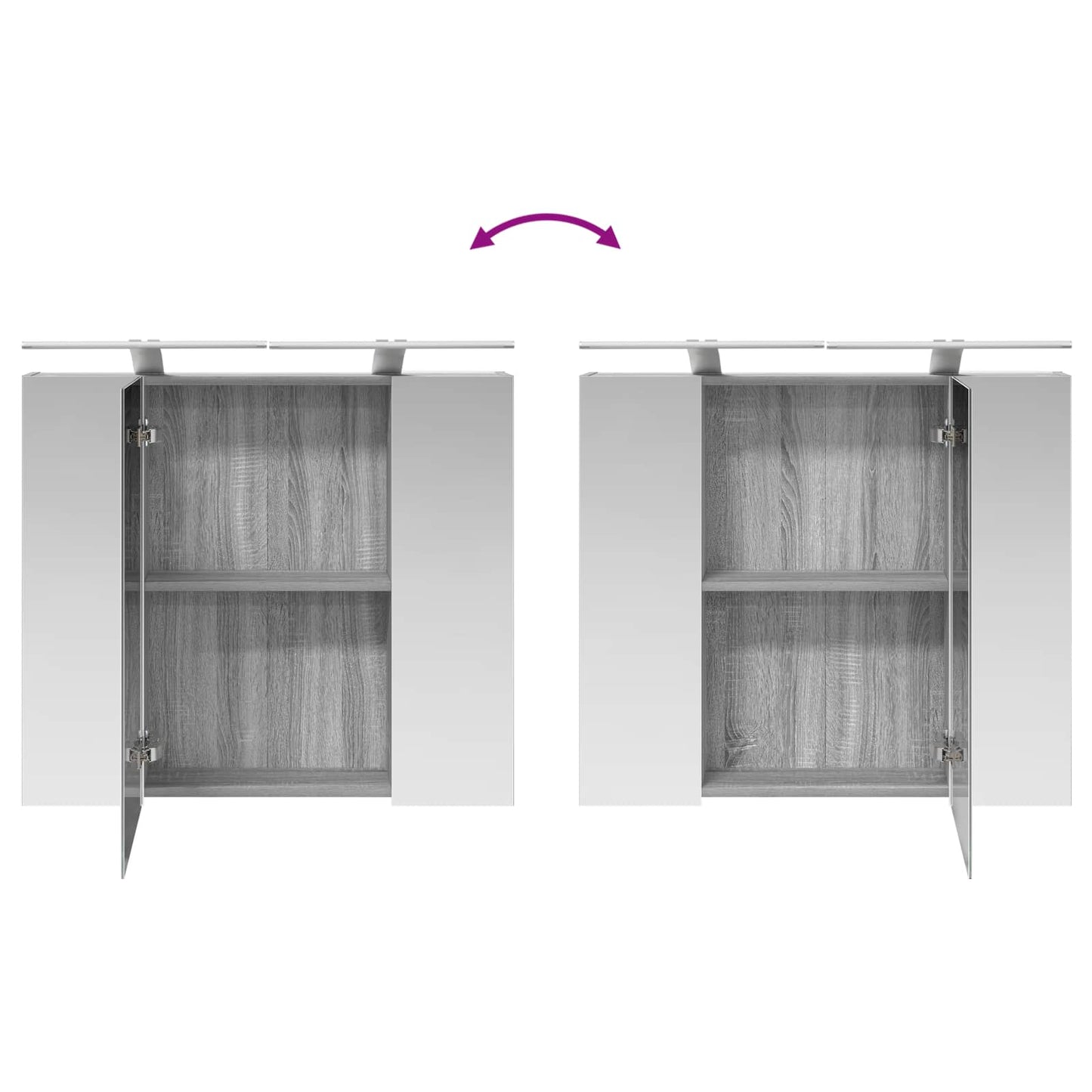 Badkamer spiegelkast met plank Grijs Sonoma 80 x 14.5 x 70 cm