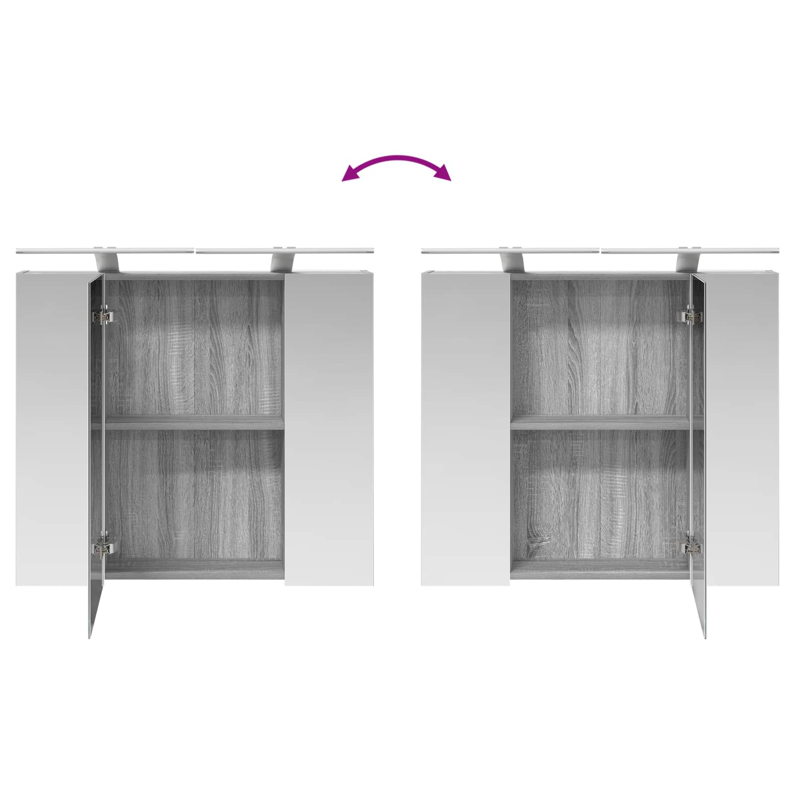 Badkamer spiegelkast met plank Grijs Sonoma 80 x 14.5 x 70 cm