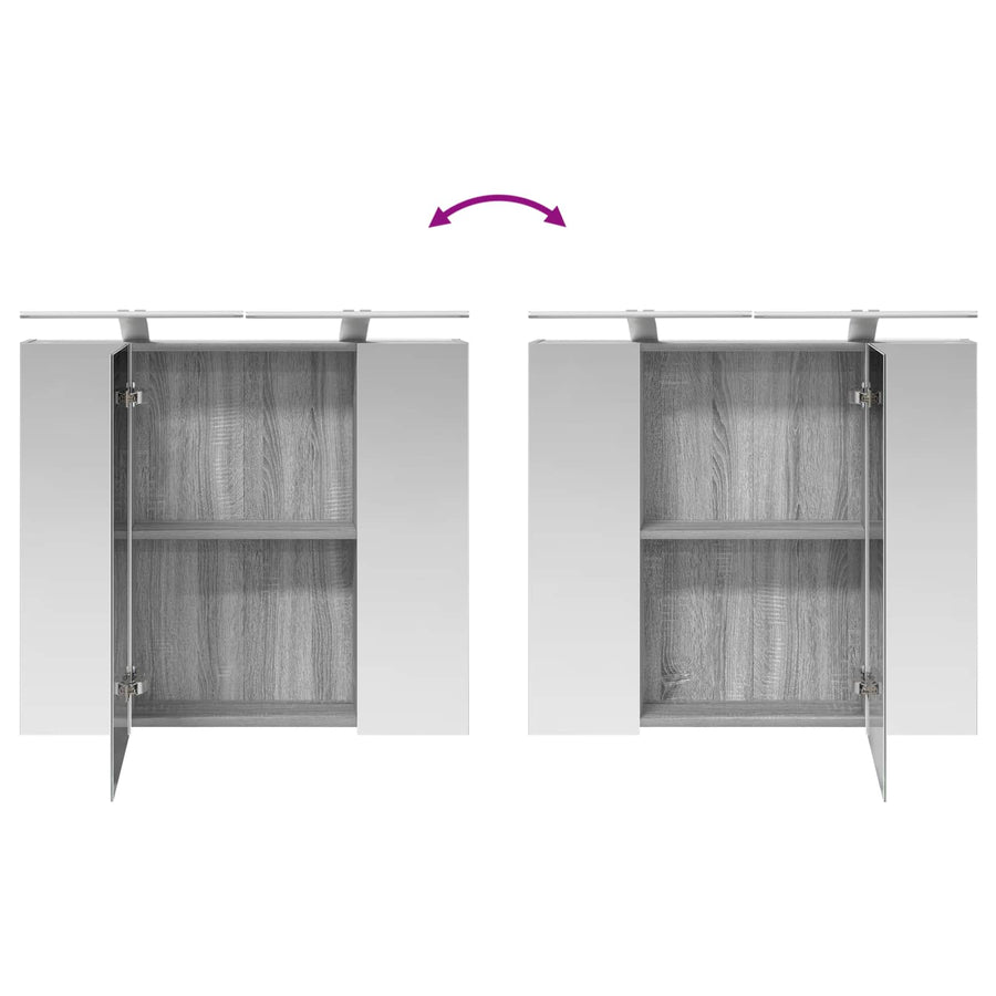 Badkamer spiegelkast met plank Grijs Sonoma 80 x 14.5 x 70 cm