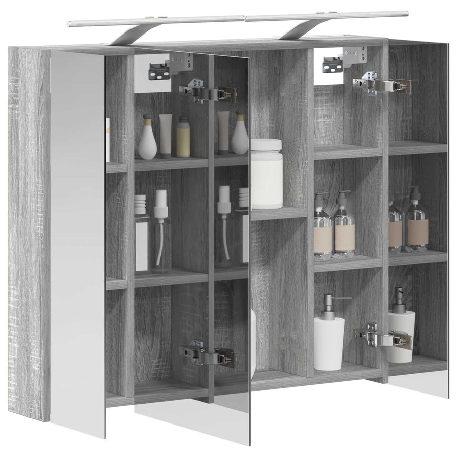 Badkamer spiegelkast met plank Grijs Sonoma 80 x 14.5 x 70 cm