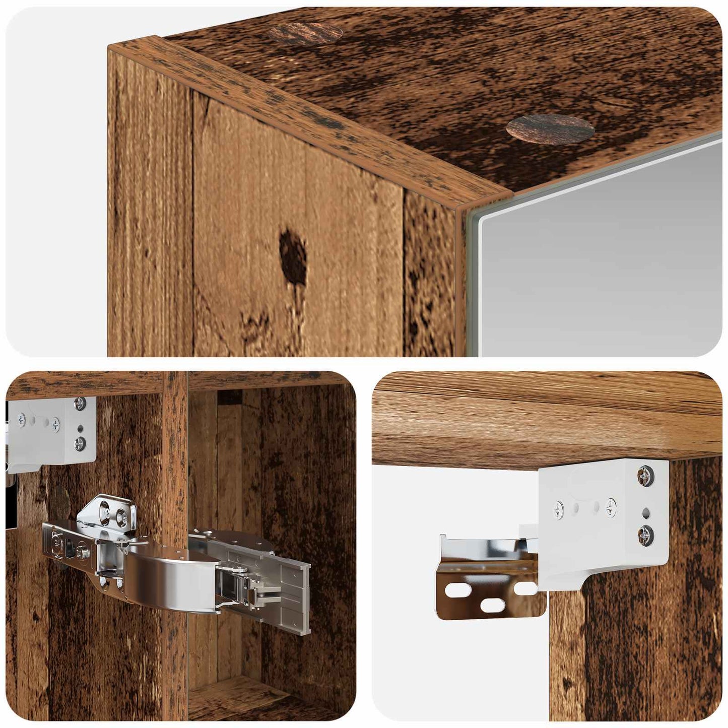 Badkamer spiegelkast Oudhout 80 x 14.5 x 70 cm Bewerkt hout