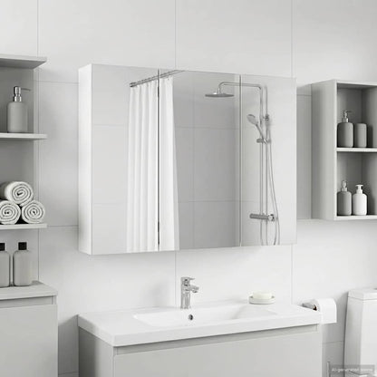 Badkamer spiegelkast Wit 100 x 14,5 x 70 cm Bewerkt hout