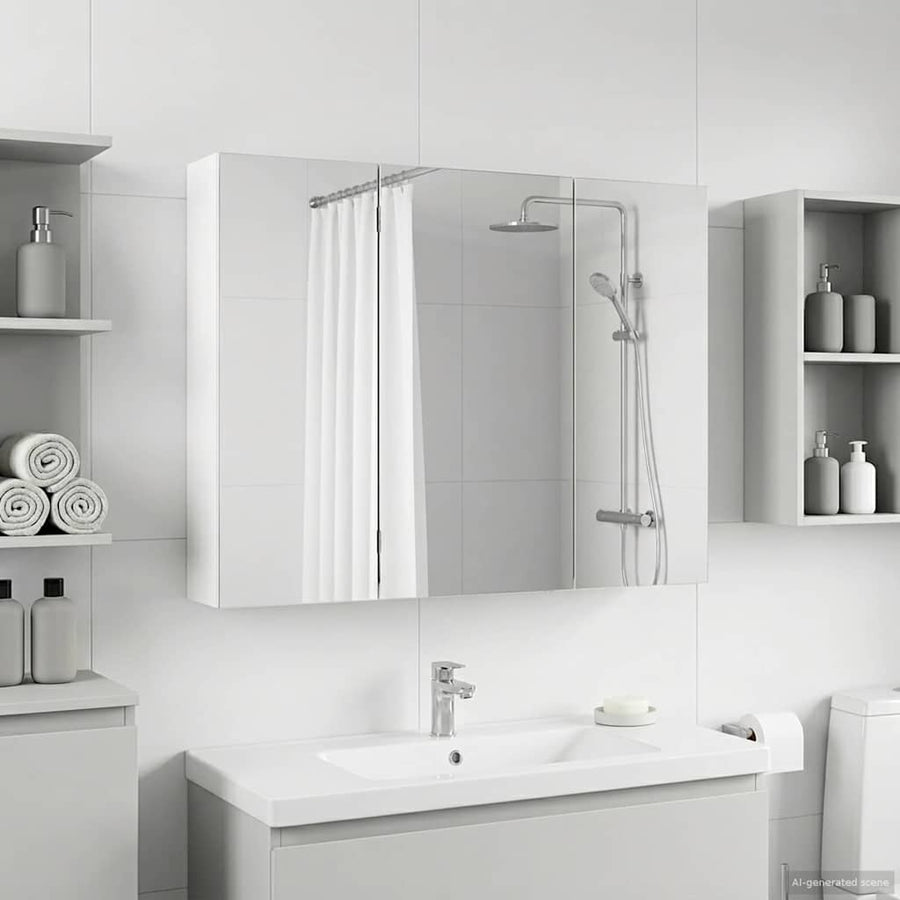 Badkamer spiegelkast Wit 100 x 14,5 x 70 cm Bewerkt hout