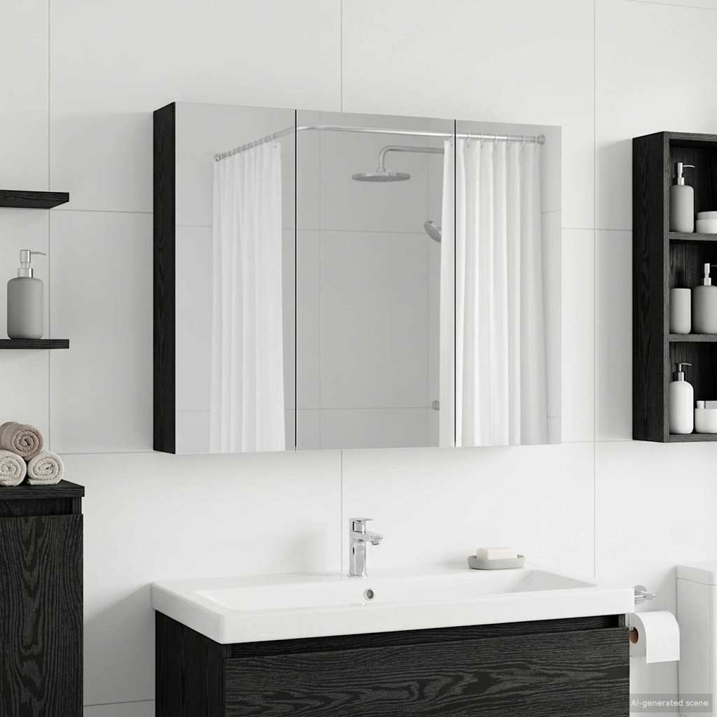 Badkamer spiegelkast met plank Zwart Eiken 100 x 14,5 x 70 cm