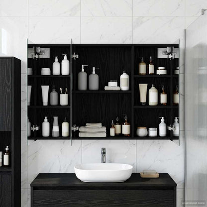 Badkamer spiegelkast met plank Zwart Eiken 100 x 14,5 x 70 cm
