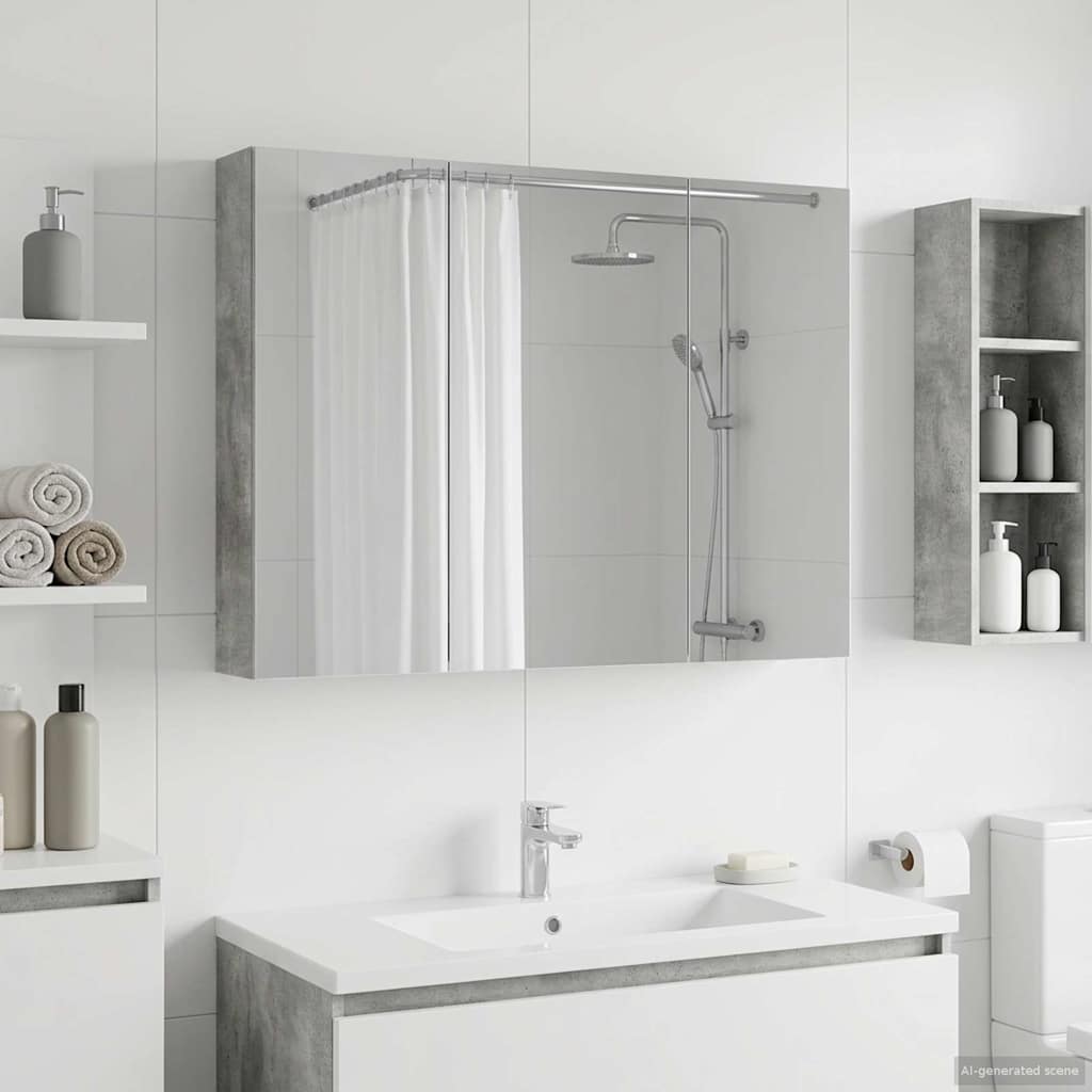 Badkamer spiegelkast met plank Beton Grijs 100 x 14,5 x 70 cm