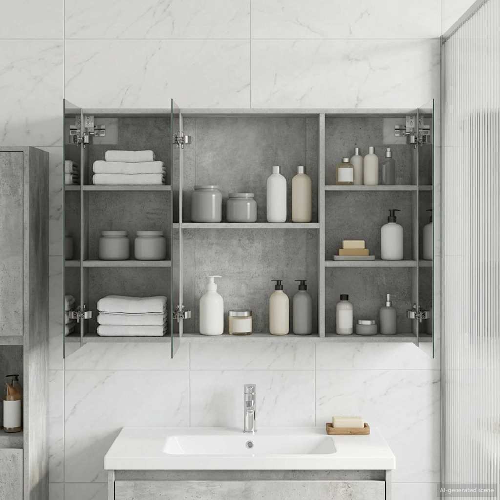 Badkamer spiegelkast met plank Beton Grijs 100 x 14,5 x 70 cm