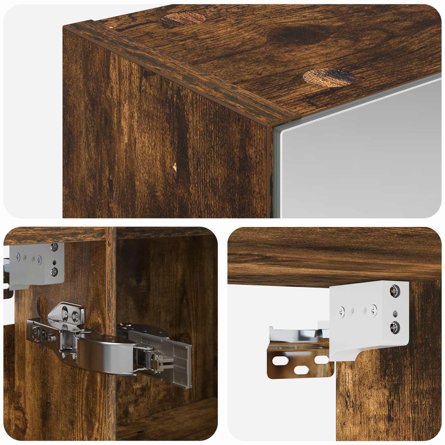 Badkamer spiegelkast met plank Gerookt eiken 100 x 14,5 x 70 cm