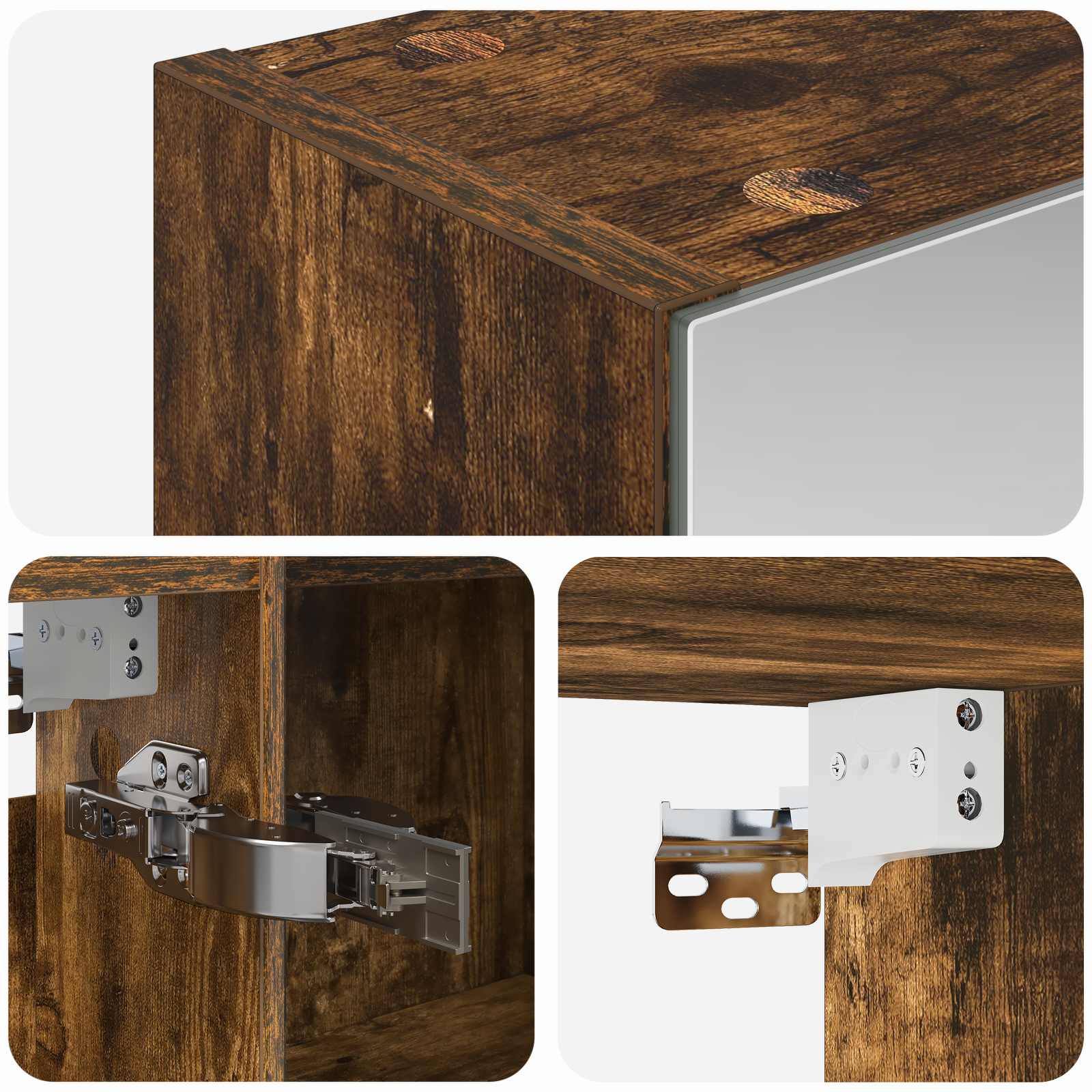 Badkamer spiegelkast met plank Gerookt eiken 100 x 14,5 x 70 cm
