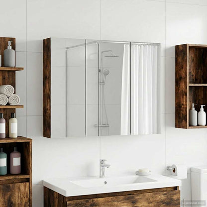 Badkamer spiegelkast met plank Gerookt eiken 100 x 14,5 x 70 cm