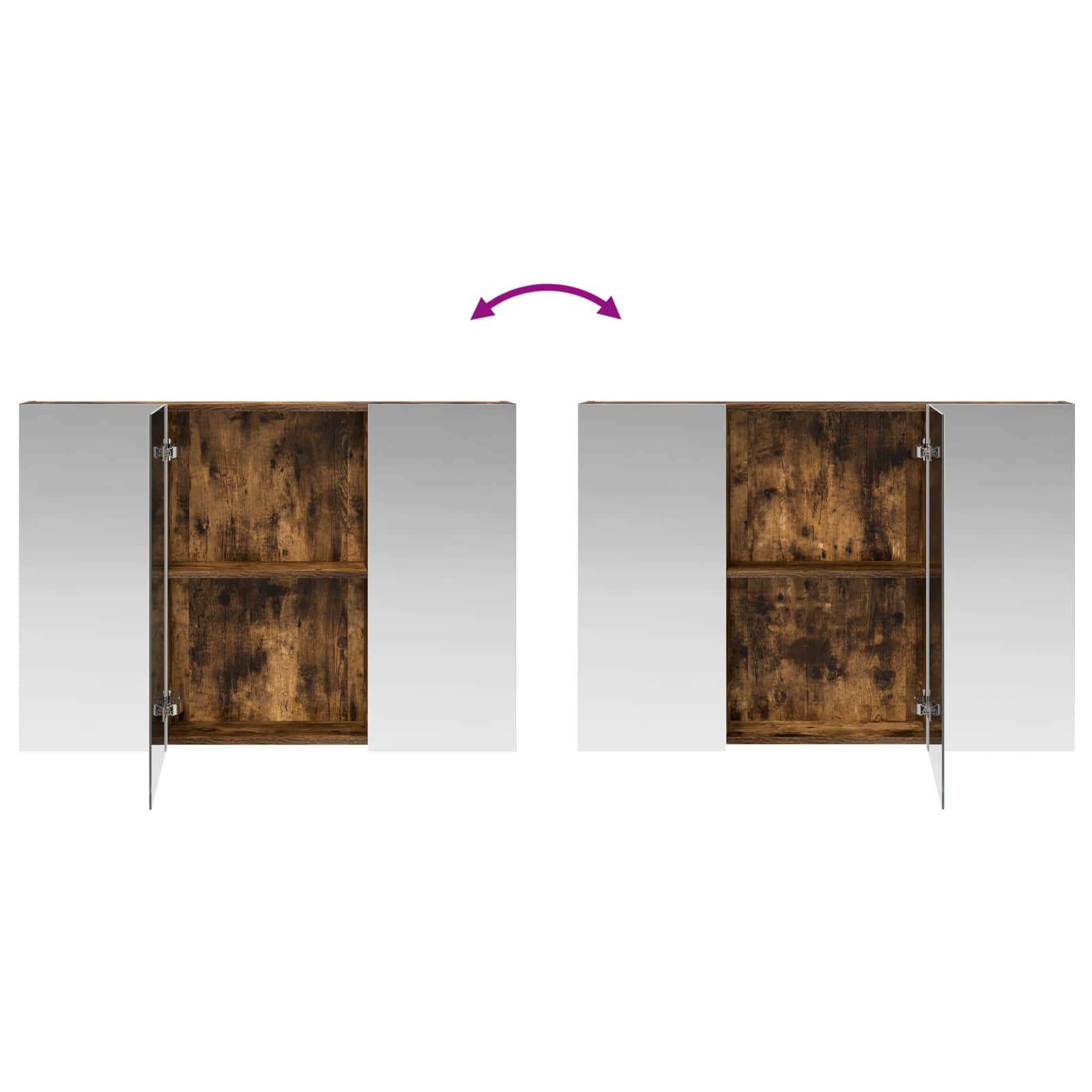 Badkamer spiegelkast met plank Gerookt eiken 100 x 14,5 x 70 cm