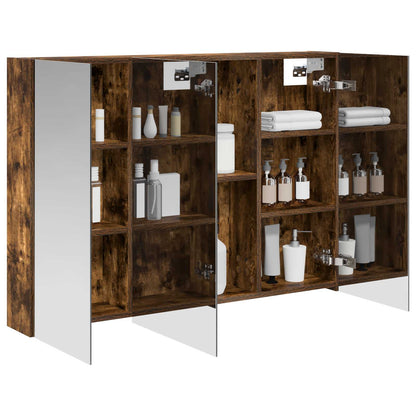 Badkamer spiegelkast met plank Gerookt eiken 100 x 14,5 x 70 cm