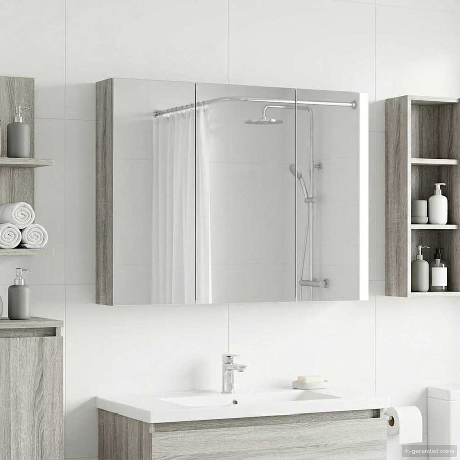 Badkamer spiegelkast met plank Grijs Sonoma 100 x 14,5 x 70 cm