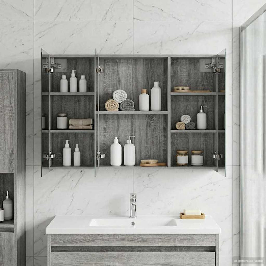 Badkamer spiegelkast met plank Grijs Sonoma 100 x 14,5 x 70 cm