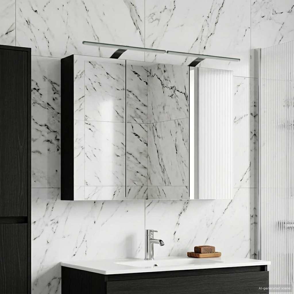 Badkamer spiegelkast met plank Zwart Eiken 100 x 14,5 x 70 cm