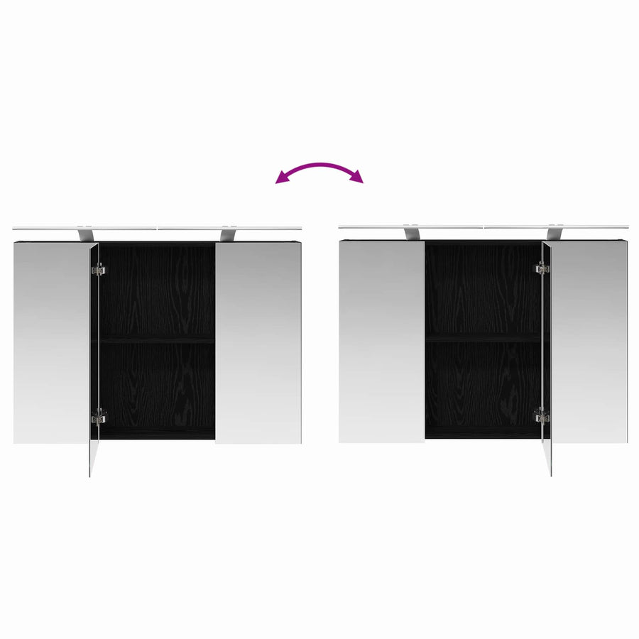 Badkamer spiegelkast met plank Zwart Eiken 100 x 14,5 x 70 cm