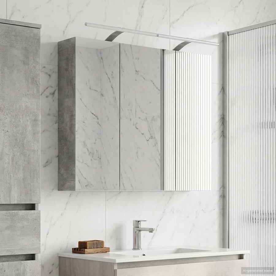Badkamer spiegelkast met plank Beton Grijs 100 x 14,5 x 70 cm