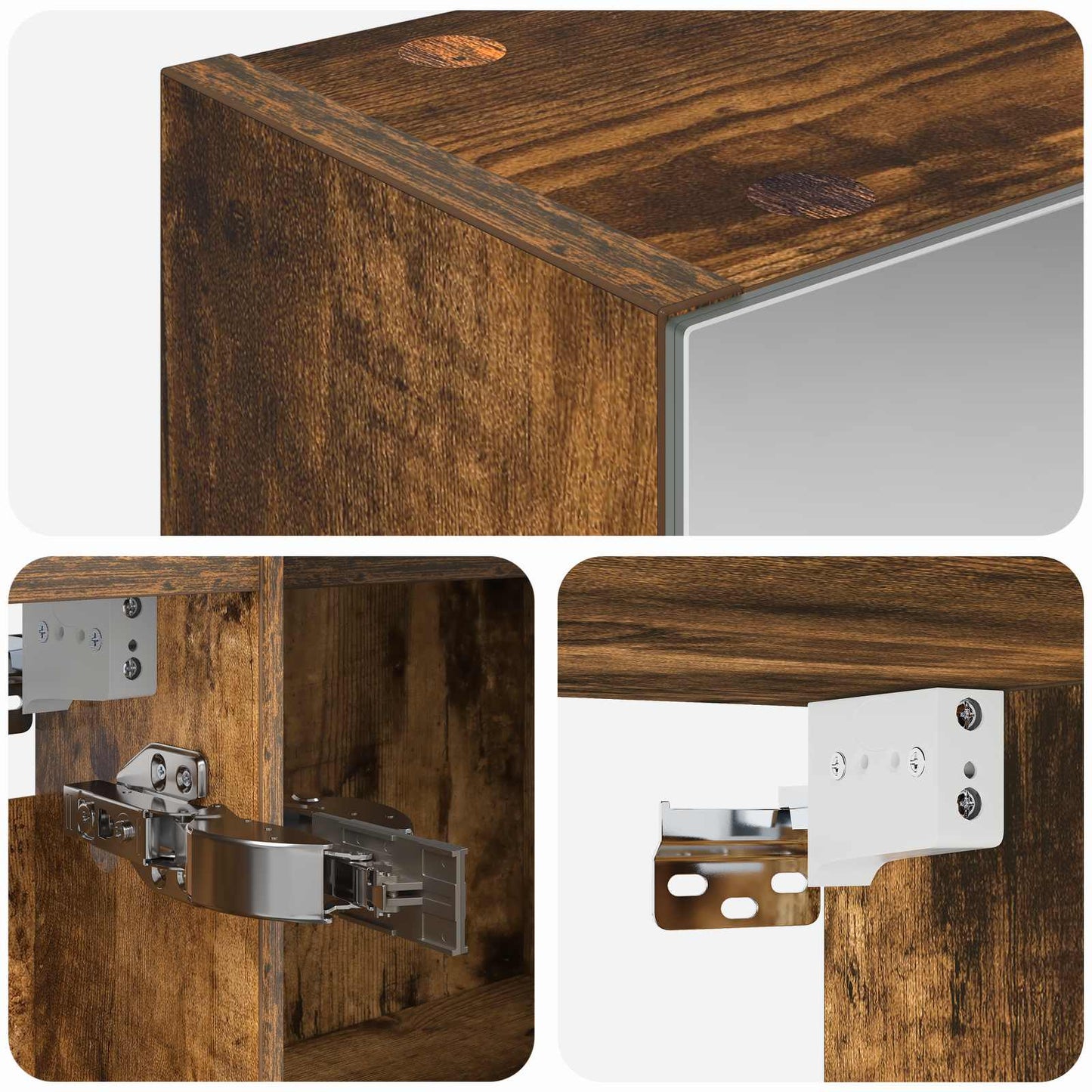 Badkamer spiegelkast met plank Gerookt eiken 100 x 14,5 x 70 cm