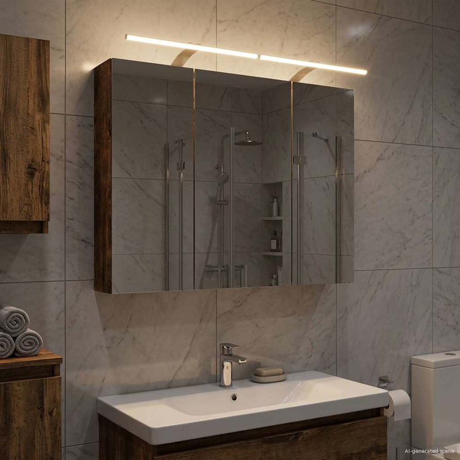 Badkamer spiegelkast met plank Gerookt eiken 100 x 14,5 x 70 cm