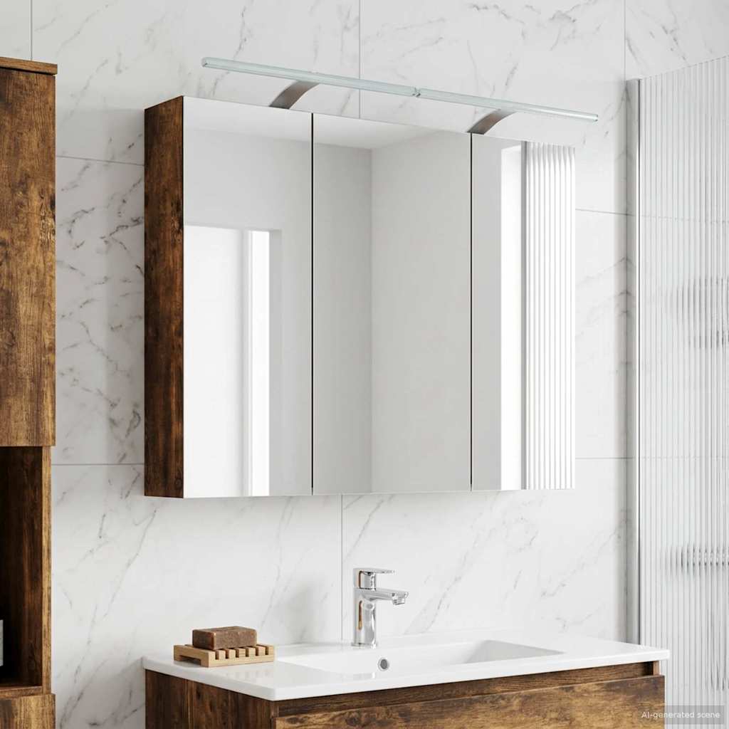 Badkamer spiegelkast met plank Gerookt eiken 100 x 14,5 x 70 cm