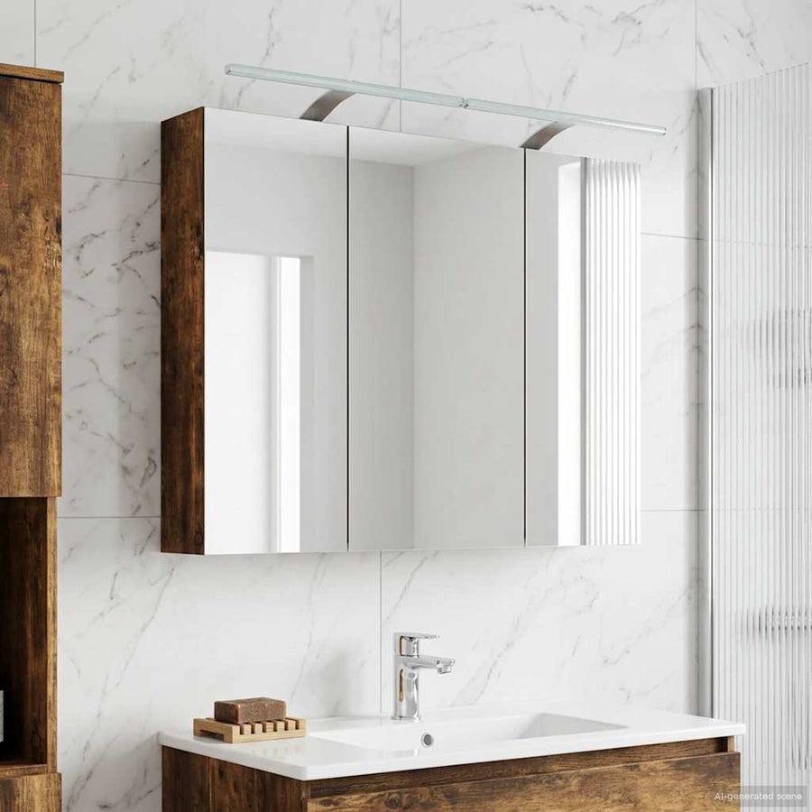 Badkamer spiegelkast met plank Gerookt eiken 100 x 14,5 x 70 cm