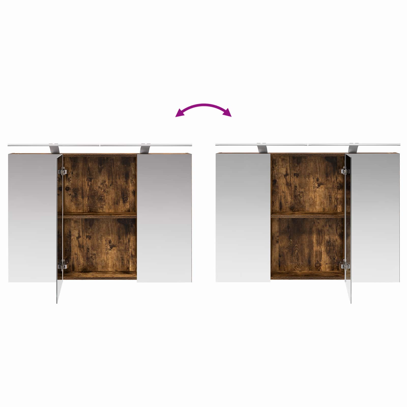 Badkamer spiegelkast met plank Gerookt eiken 100 x 14,5 x 70 cm