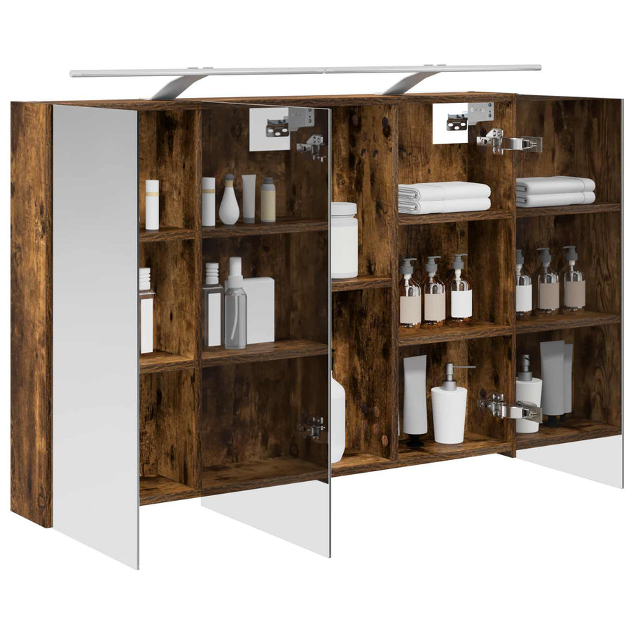 Badkamer spiegelkast met plank Gerookt eiken 100 x 14,5 x 70 cm
